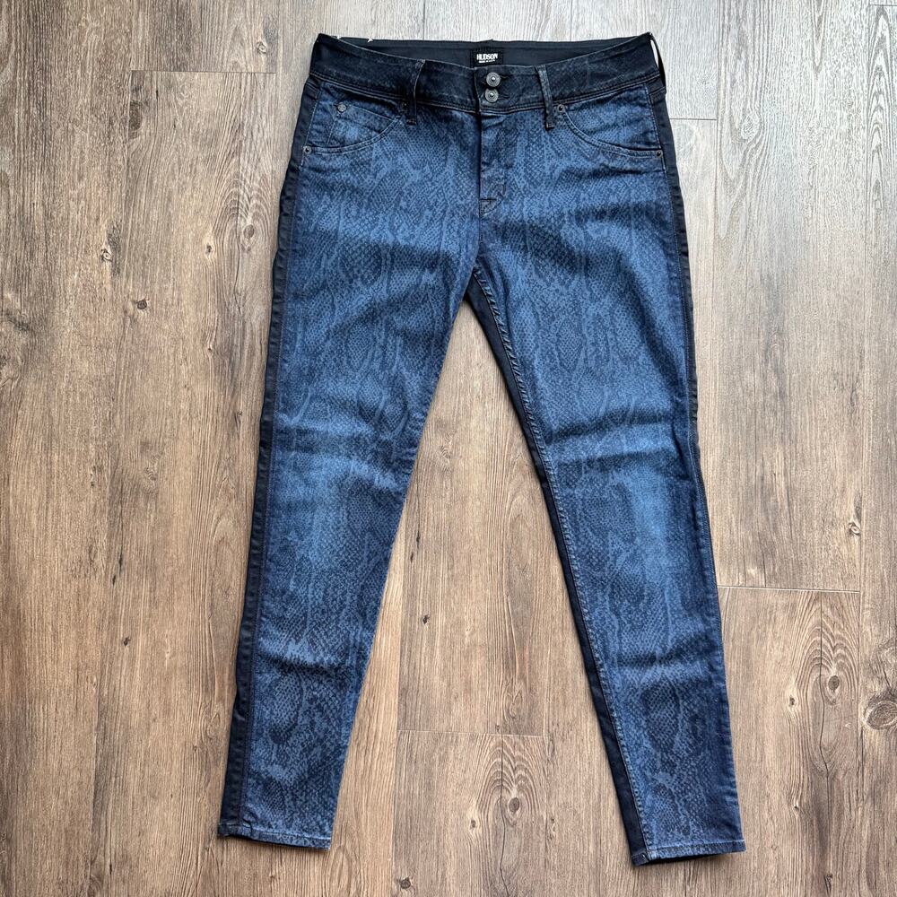 Hudson Jeans Vice Versa Skinny Two Sided Snake Print Mid Rise Womens Denim 31x29